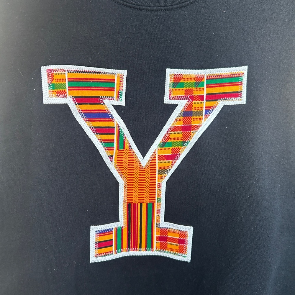 Hand-made YALE kente cloth sweatshirt